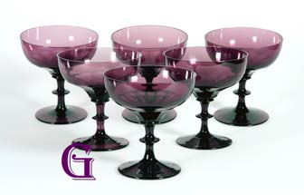 A set of six all amethyst champagne glasses